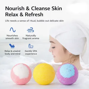 Detailed view of three colorful bath bombs in a bubbly tub for a relaxing home spa experience
