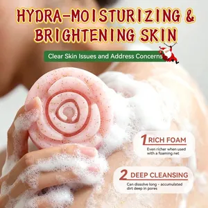 Sapone artigianale alla ciliegia a forma di rosa con schiuma ricca per idratare la pelle