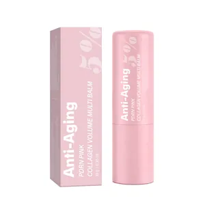 Nahaufnahme des rosa Kollagen-Multi-Balsams und der Verpackung mit Anti-Aging-Details