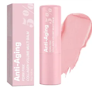Detailansicht des rosa PDRN Kollagen Multi Balms 10g mit Verpackung und Texturprobe