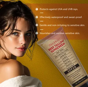 Natural organic beef tallow sunscreen SPF 50 for broad spectrum face and body protection