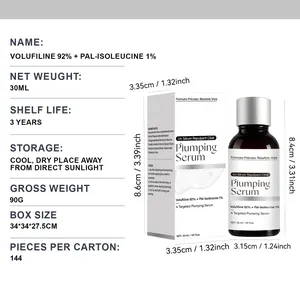 Sérum rellenador Volufiline 92% 30ml con dimensiones detalladas y especificaciones