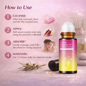 Step-by-step instruction guide for using Cyperus Rotundus Oil Roll-On Essence serum