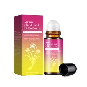 Detailed view of Cyperus Rotundus oil roll-on essence with packaging box and applicator