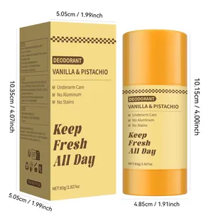 Aluminum-free vanilla deodorant stick 83g with dimensions detail