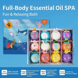 Set de 12 bombas de baño hechas a mano con juguetes de animales marinos y aceites esenciales