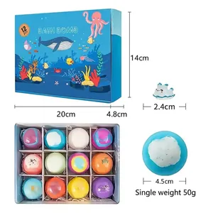 Juego de 12 bombas de baño infantiles con tema oceánico y juguetes sorpresa