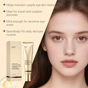 Moisturizing peptide eye cream with a close-up of smooth skin on a female model.