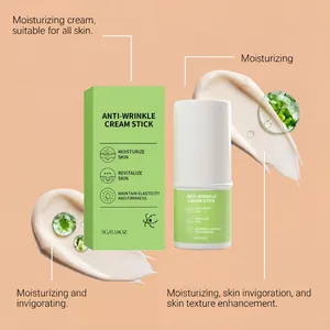 Detail view of anti-wrinkle cream stick with smooth moisturizing cream texture swatches