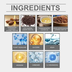 Detailed overview of natural hair essence ingredients including Jojoba and Grape Seed Oil.
