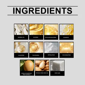 Elenco ingredienti dettagliato per stick deodorante corpo con macro illustrazioni