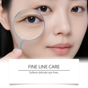 Moisturizing eye cream for fine line care with magnifying glass demonstration effect