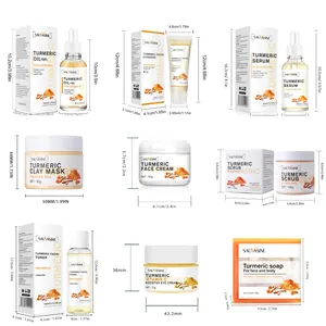 Professionelles 9-teiliges Kurkuma-Hautpflegeset inklusive Serum und Creme mit Maßen