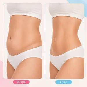 Before and after comparison showing the firming effect of body cream on abdomen