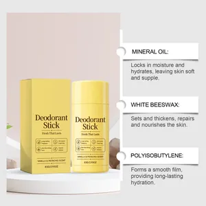 Dettaglio del deodorante stick vaniglia e pistacchio con ingredienti nutrienti per pelle