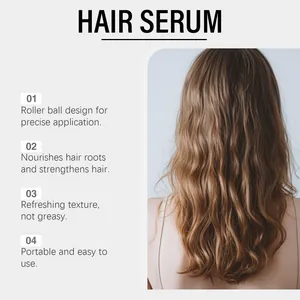 Visual detail of smooth wavy hair results after using nourishing lightweight hair serum.
