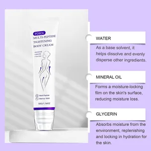 Detailed infographic showing PDRN multi-peptide body cream ingredients and roller applicator
