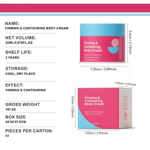 Detail view of firming body cream with dimensions and product specifications