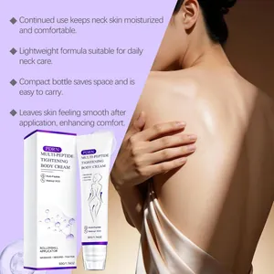 Close-up of PDRN multi-peptide tightening body cream with a massage rollerball applicator