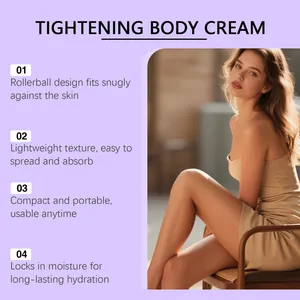 Detailed features of tightening body cream with rollerball design for firming skin