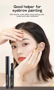 Professional hairline concealer stick and eyebrow powder tool shown with Asian model