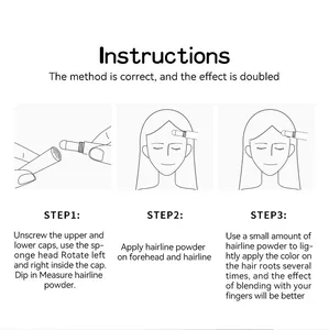 Step-by-step instructions for using hairline powder stick to fill forehead shadows