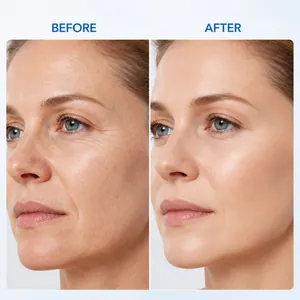 Before and after comparison of skin texture with copper peptide firming serum