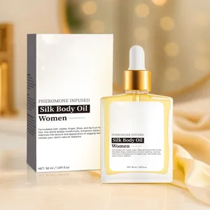 Gedetailleerd close-up beeld van zijdezachte lichaamsolie voor dames in 50ml flesje