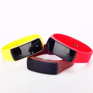 Modern LED digital sports watches with colorful silicone bands and luminous display