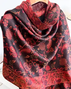 Close-up detail of the paisley pattern and texture on this warm imitation cashmere scarf.