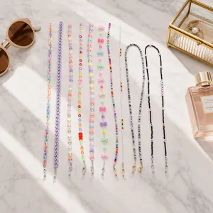 Mode Perlen Brillenkette Damen Harz Herz Schleife Bär Anhänger Rutschfest Sonnenbrille Band Maske Lanyard Künstliche Perle Schmuck