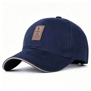 Berretto da Baseball da Uomo Regolabile 100% Cotone Traspirante Cappello da Golf Sport All'aperto Con Patch in Pelle Bordo a Contrasto Protezione Solare Casual Snapback