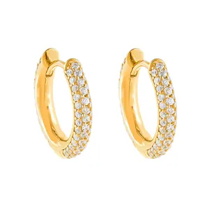 925 Sterling Silver U Shaped Huggie Hoop Earrings Full Zircon Micro Pave Elegant Luxury Minimalist Jewelry For Women