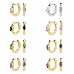 Marquise Schliff Zirkon Huggie Creolen Mit 925 Sterling Silver Earring Post Kupfer Minimalistischer Schmuck Damen