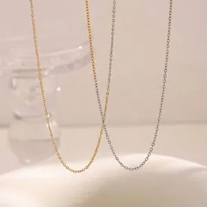 Collar De Cadena Minimalista De Acero Inoxidable Chapado En Oro Fino Para Mujer Joyería Diaria