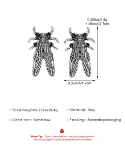 Tabella dettagliata di dimensioni e peso per orecchini a forma di scarabeo in lega retro