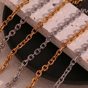 Bijoux de Chaîne à Coupe Croisée Minimaliste en Acier Inoxydable Plaqué Or 18K pour Femme Collier Bracelet Bracelet de Cheville Chaîne de Taille