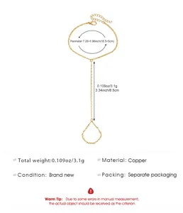 Detailed product specifications and measurements for a stylish gold copper slave bracelet