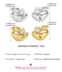 Detailed product specifications for pear-shaped zircon ear cuffs in copper.