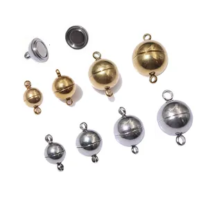 Stainless Steel Round Ball Magnetic Clasps For DIY Jewelry Making Bracelet Necklace Connectors Polished Steel Color Jewelry Findings