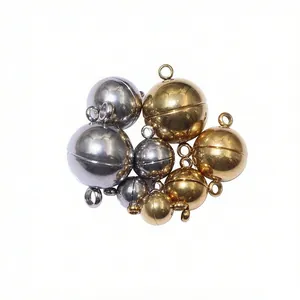 Durable stainless steel ball magnetic clasps for DIY jewelry making in silver and gold