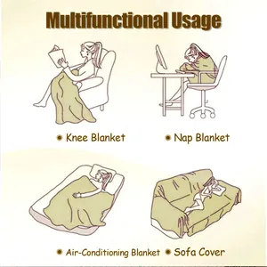 Detail view showing multifunctional usage scenarios of the solid color chenille sofa cover blanket.
