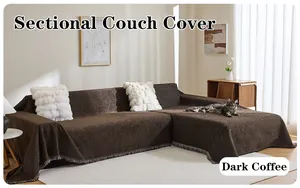 Dark Coffee Chenille Sectional Couch Cover L-Shaped Sofa Slipcover Universal Decor