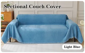Solid color chenille sectional couch cover, all-season universal full cover sofa towel.