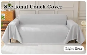 Solid chenille sectional couch cover, anti-scratch all-inclusive sofa towel for all seasons.
