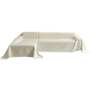 Solid color chenille L-shaped sofa cover blanket slipcover protector main view new