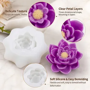 Molde de silicona de loto detallado para velas aromáticas DIY y artesanías