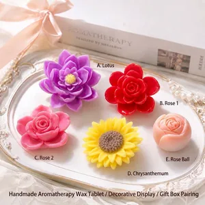 Set de ceras aromáticas florales hechas a mano con rosas y girasol
