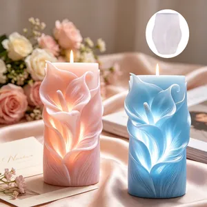 Calla Lily Embossed Candle Silicone Mold 3D Flower Relief DIY Handmade Scented Soap Craft Mold Elegant Artistic