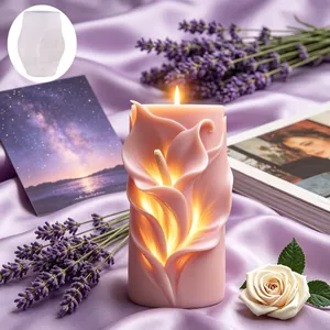 3D Calla Lily relief candle silicone mold for DIY aromatherapy floral candle making